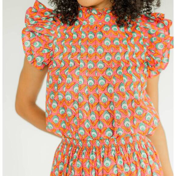 VICTORIA DUNN Tops - NEW VICTORIA DUNN jasmine ruffle sleeve blouse in golden poppy